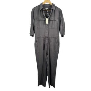 Sundance All Roads Utility Jumpsuit Gray Petite Small boho safari relaxed
